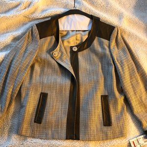 Beautiful Anne Klein Jacket with Leather-Like Trim
